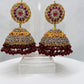 Rustic Gold and Ruby Jhumka Earrings