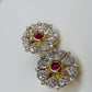 Ruby And Cubic Zirconia Earrings