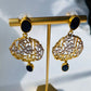 Islamic Black Stone And Kalima Calligraphy Earrings