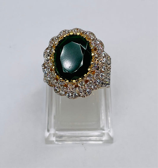 Emerald and Cubic Zirconia Ring