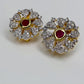 Ruby And Cubic Zirconia Earrings
