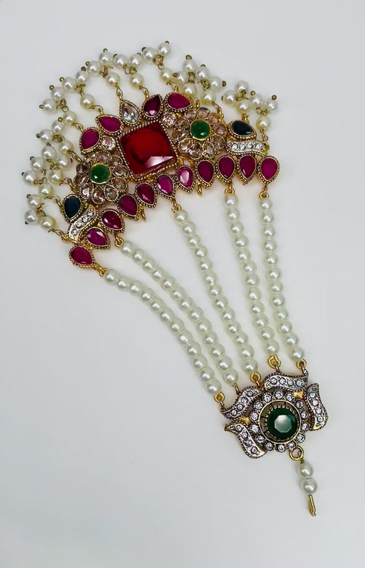 Pearl and Multicoloured stones Jhoomer