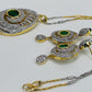 Emerald Cubic Zirconia Pendant And Earring Set