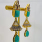 Handcrafted Gold And Turquoise Stone Earrings