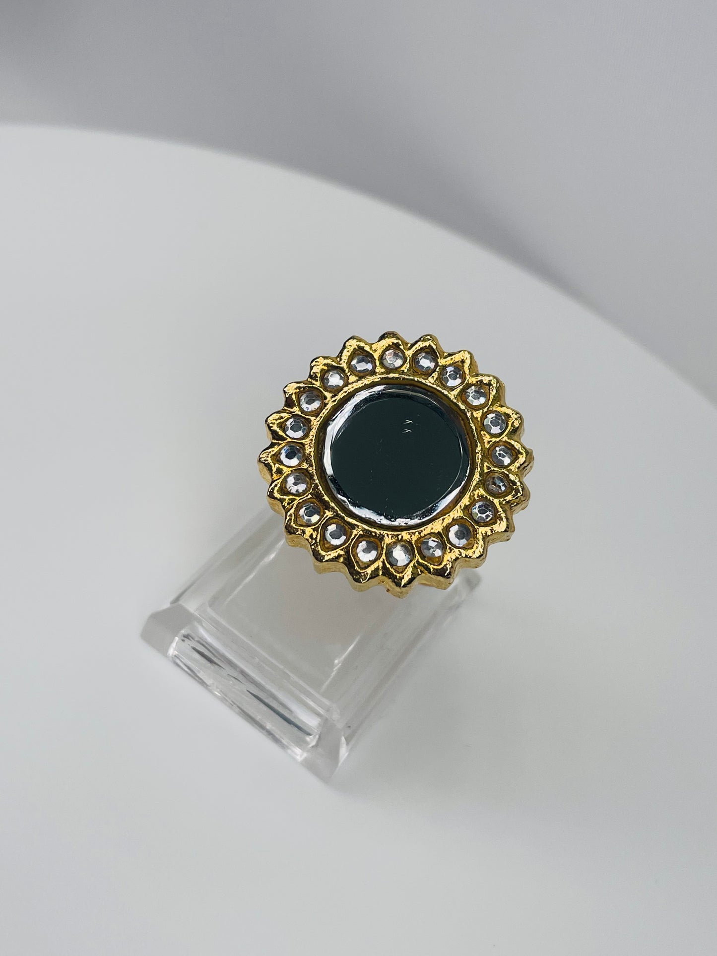 Handcrafted Kundan And Mirror Ring