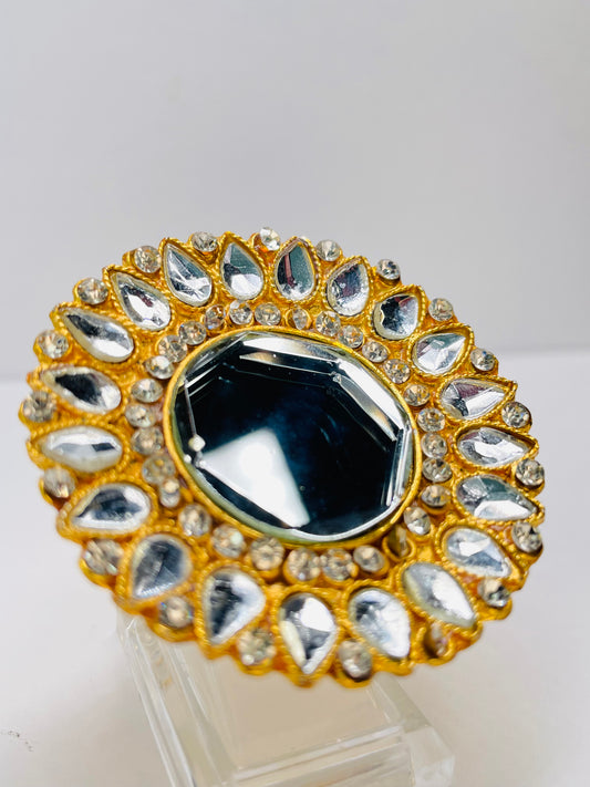 Umrao Jaan Inspired Gold Mirror Adjustable Ring