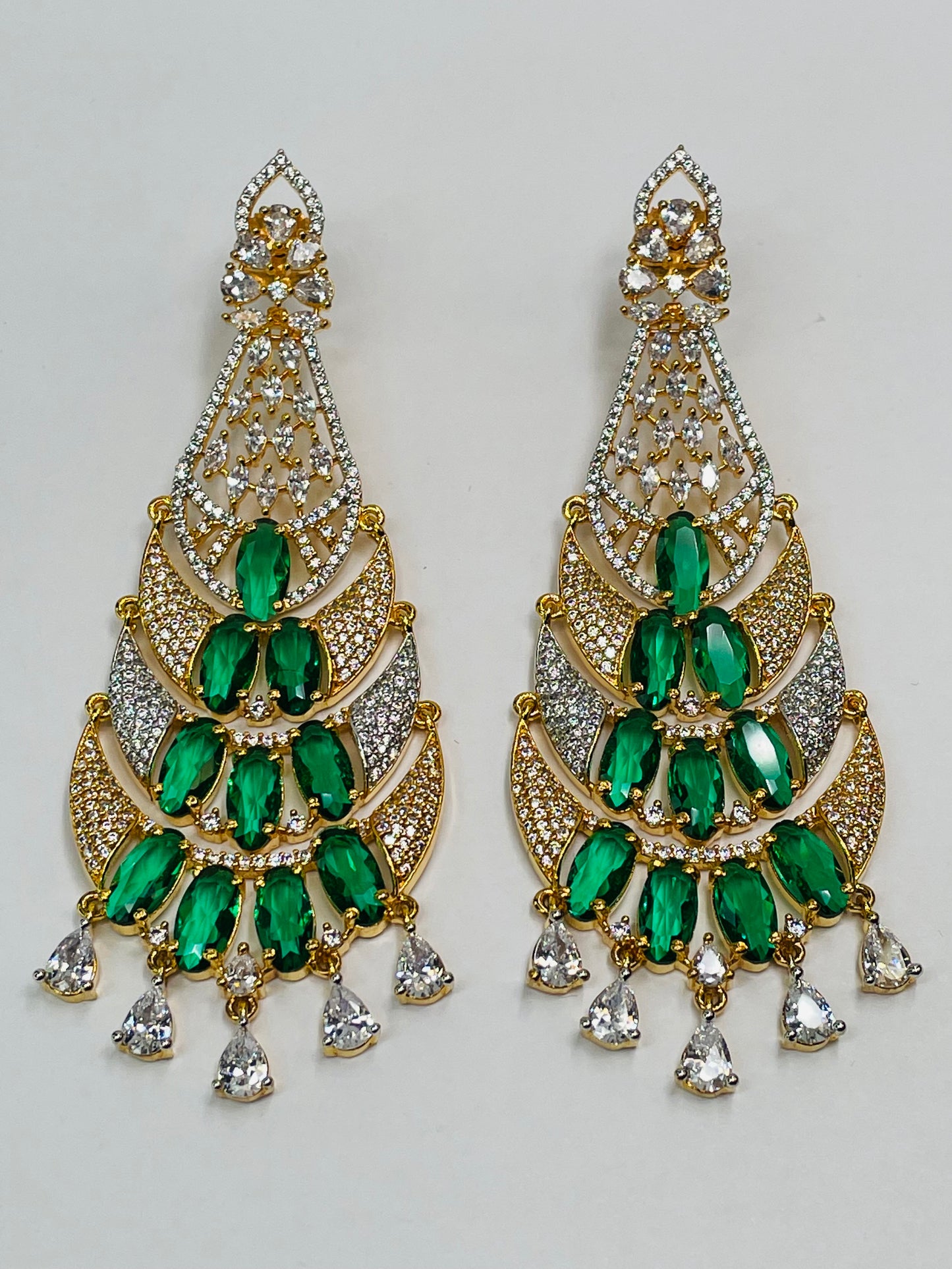 Teardrop White Gold And Rhodium Plated Earrings