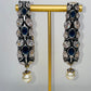 Gold Plated Sapphire And Kundan EARRINGS WITH PEARL DROP
