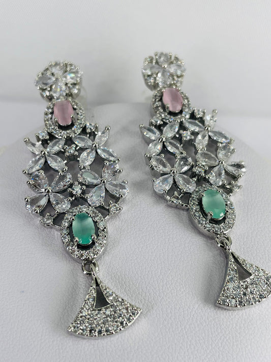 Elegant And Mesmerising Mint And Pink Stone Choker Set
