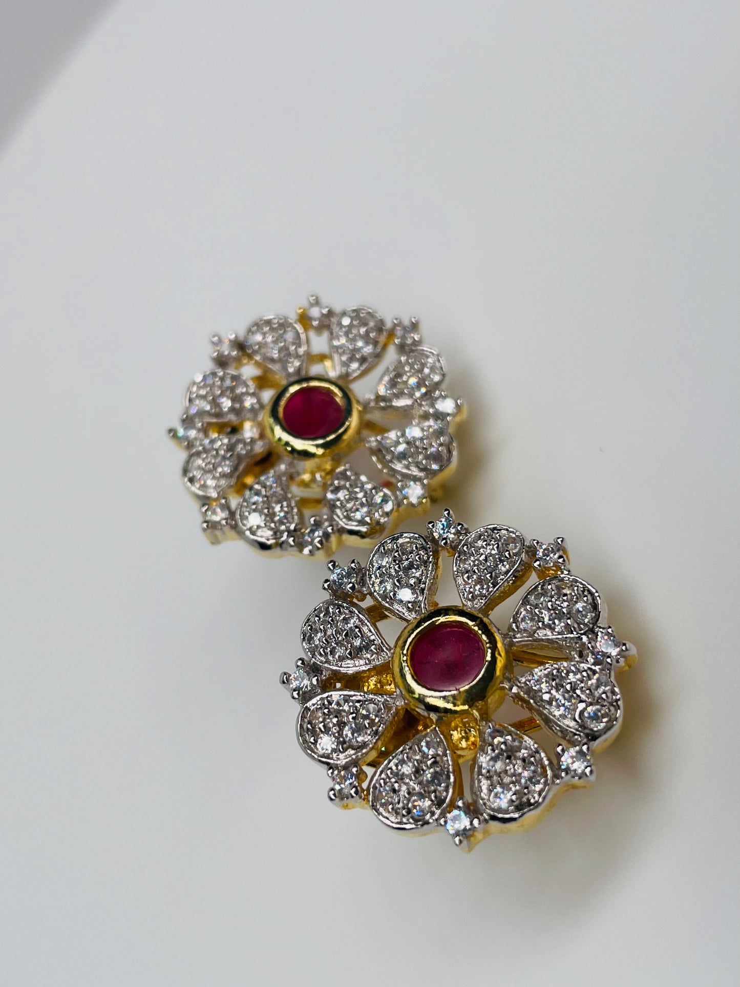Ruby And Cubic Zirconia Earrings