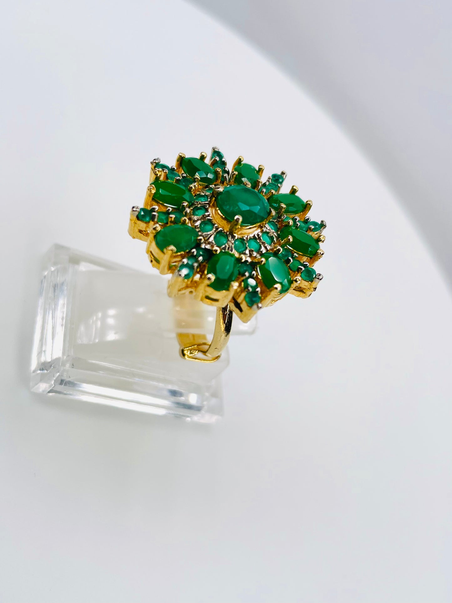 Gold Plated Emerald Adjustable Ring