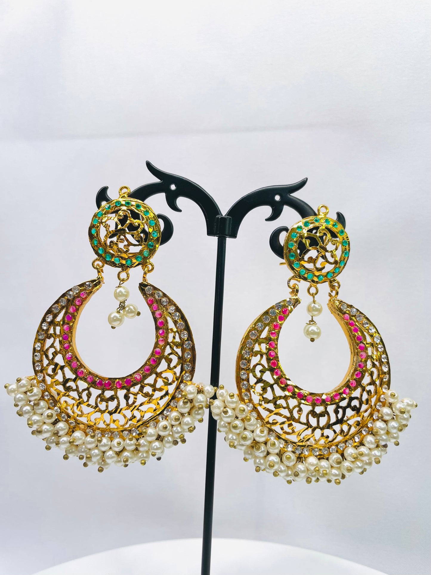 Traditional Hydrabadi Jhumkas With Pearls