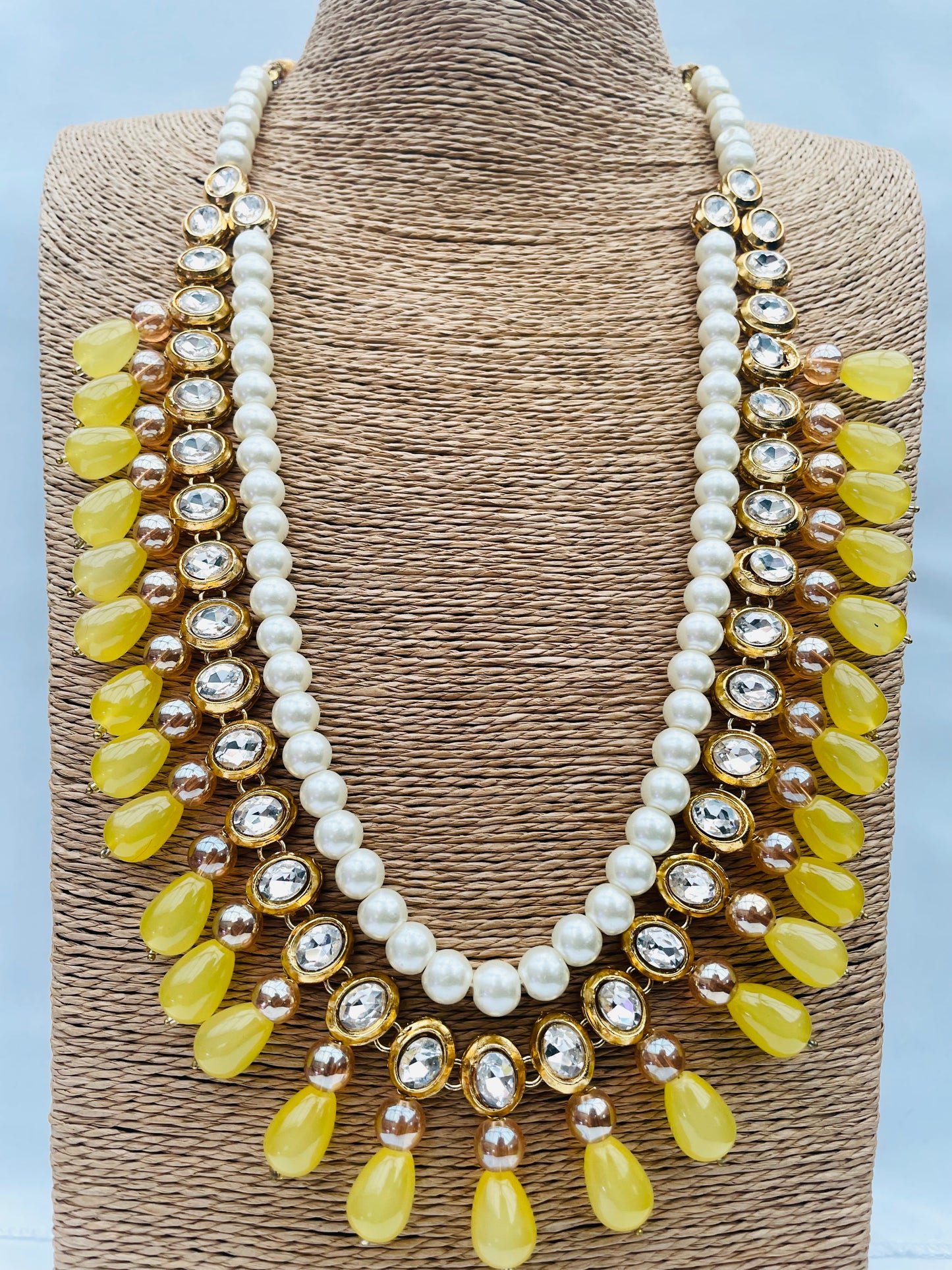 Canary Yellow Necklace And Earrings Set