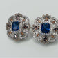Sapphire and Cubic Zirconia Rhodium Plated Earrings