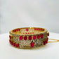 Handcrafted Ruby And Champagne Stones Bangle