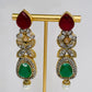 Royal Inspired Ruby Red And Emerald Green Earrings