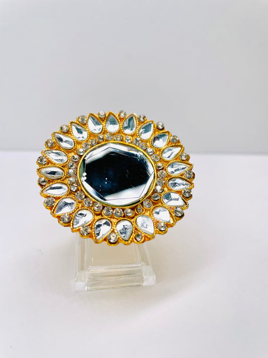 Umrao Jaan Inspired Gold Mirror Adjustable Ring