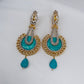Gold Plated Turquoise Long Drop Earrings