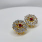 Ruby And Cubic Zirconia Earrings