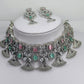 Elegant And Mesmerising Mint And Pink Stone Choker Set