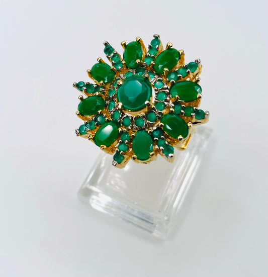 Gold Plated Emerald Adjustable Ring