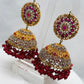 Rustic Gold and Ruby Jhumka Earrings