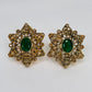 Antique Gold Star Shaped Emerald And Champagne Earrings