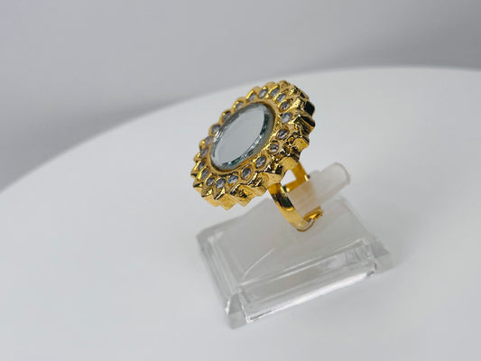 Handcrafted Kundan And Mirror Ring