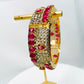 Handcrafted Ruby And Champagne Stones Bangle