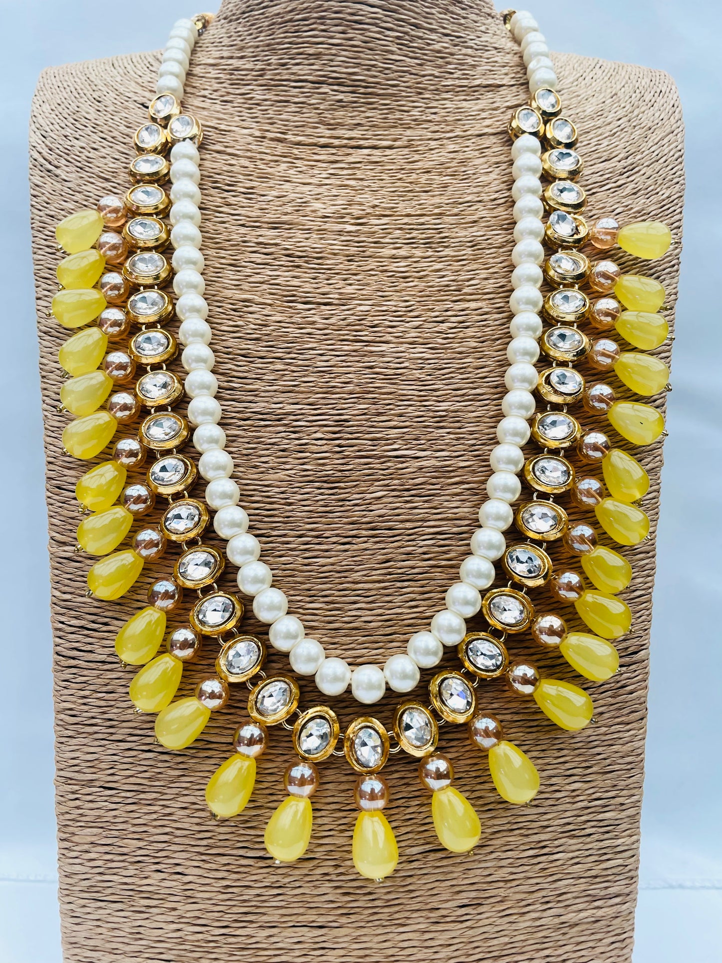 Canary Yellow Necklace And Earrings Set