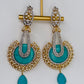 Gold Plated Turquoise Long Drop Earrings
