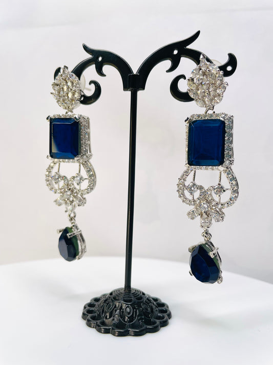 Sapphire Square Drop Earrings