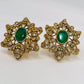 Antique Gold Star Shaped Emerald And Champagne Earrings