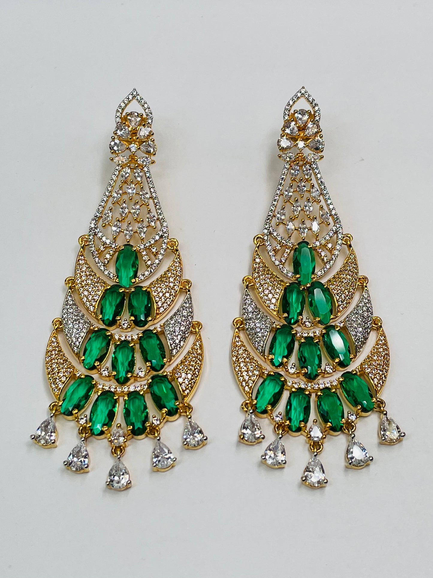 Teardrop White Gold And Rhodium Plated Earrings