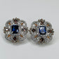 Sapphire and Cubic Zirconia Rhodium Plated Earrings
